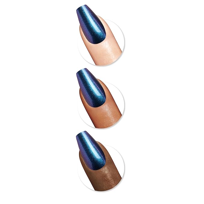 Sally Hansen Salon Effects Perfect Press-On Nails | Coffin Shape | Easy to Apply, Non-Damaging | 30 Nails, Nail Glue, Adhesive Tabs, File | HYP-Nautical