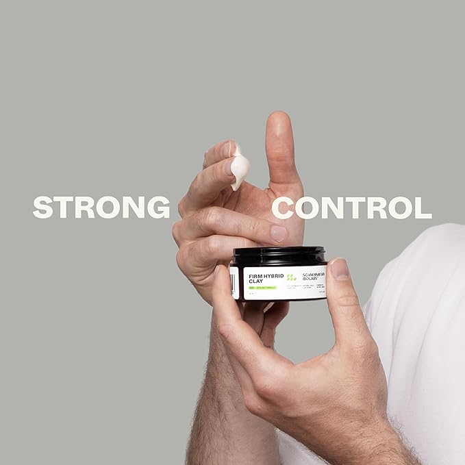 Scandinavian Biolabs Firm Hybrid Clay | Strong Hold, Semi-Matte Finish, Adds Texture & Volume, Water-Soluble, Plant-Based Formula, 90 mL/ 3 Oz