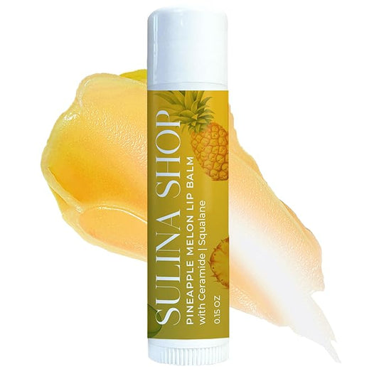 Pineapple Melon Lip Balm Hydrating & Nourishing Lip Moisturizer with Beeswax, Castor Oil, and Vitamin E, Smooth Application, Lip Care, Barrier Protection, Non-Waxy, Refreshing Scent - 0.15 Fl oz