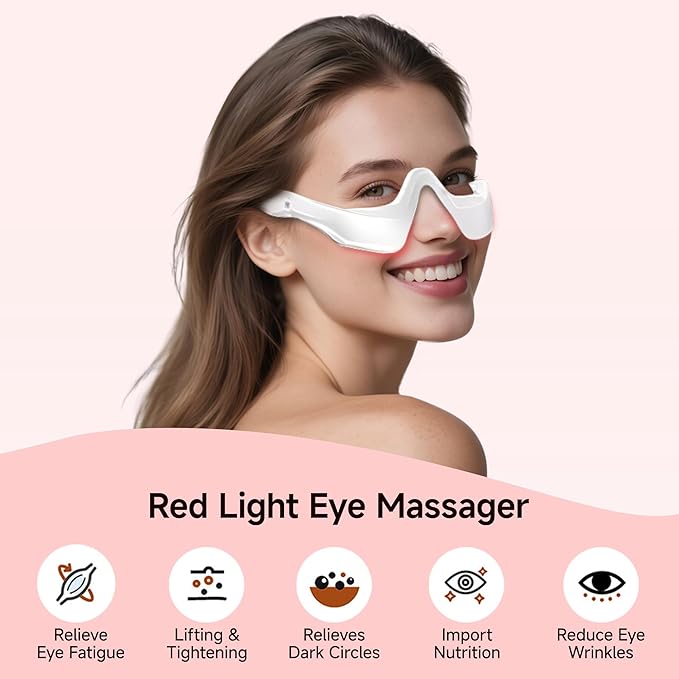 Under-Eye Red Light Therapy Device with Microcurren, 3D Contour Eye Massager for Dark Circles, Eye Bags & Wrinkles, Rechargeable Under Eye Treatment Device for Puffiness and Fine Lines