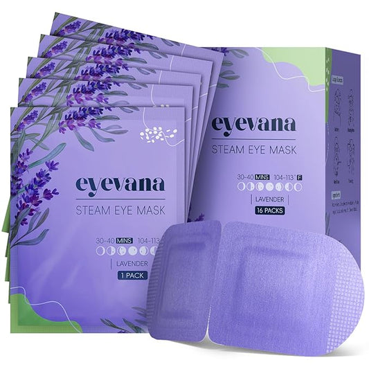 16 Packs Steam Eye Mask, Extra Deep Heat for Dry Eyes, Fast Relief for Irritation, Stye, Puffy Sensitive Eyes and Eye Strain, Disposable Self Heating Warm Compress (Ultra-Soft Lavender)
