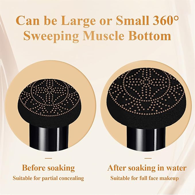 Mushroom Head Air Cushion CC Cream - BB Cream Face Makeup Foundation for Mature Skin Moisturizing Concealer Brighten Long-Lasting, Even Skin Tone for All Skin Types (2PCS Natural)