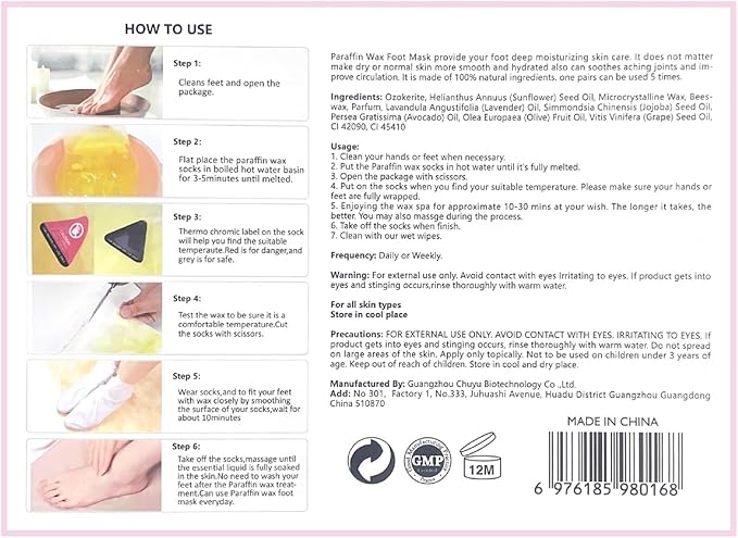 10-Minute Paraffin Hand & Foot Treatments, Self Contained Paraffin Wax Gloves and Booties Set for Intensive Hydration at Home (Rose)