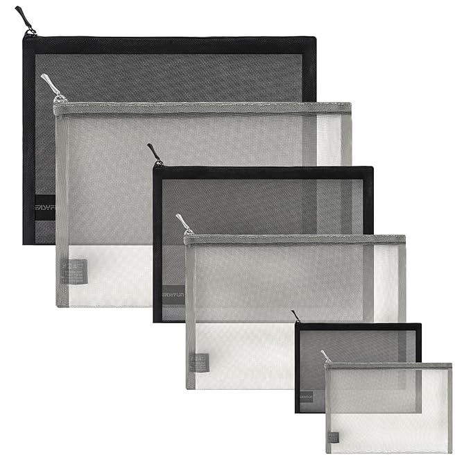 EASYFUN 6 Pieces Mesh Cosmetic Bag With Zipper Portable Travel Organizing Zipper Pouch Toiletries Makeup Pouches For Home Travel Accessories Diaper Bag