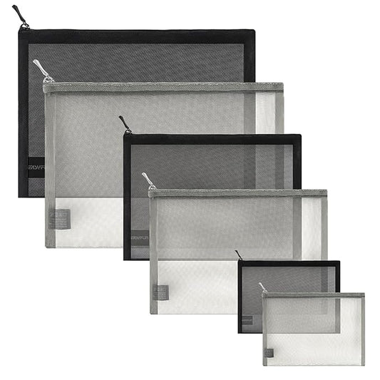 EASYFUN 6 Pieces Mesh Cosmetic Bag With Zipper Portable Travel Organizing Zipper Pouch Toiletries Makeup Pouches For Home Travel Accessories Diaper Bag