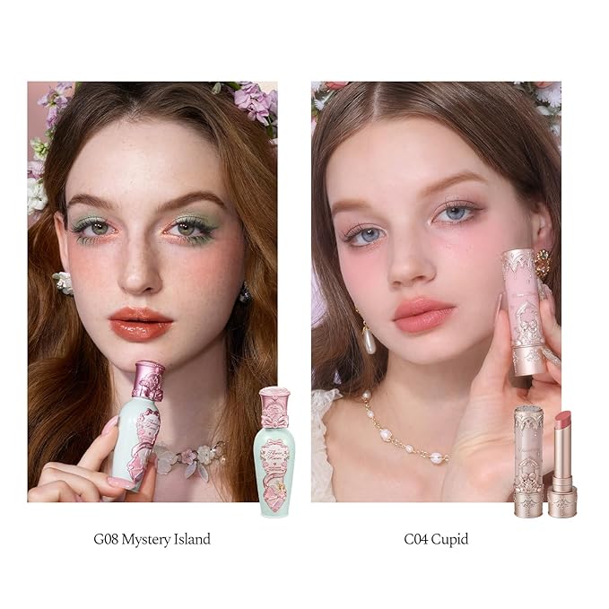 Flower Knows Cherub Bloom 11-Piece Makeup Gift Box Set,Includes Makeup Palette,Lipstick,Blush,Highlighter,Lip Gloss,Hand Mirror,Bag Charm,Brush,Box,Perfect Anniversary Valentine Birthday Make Up Gift