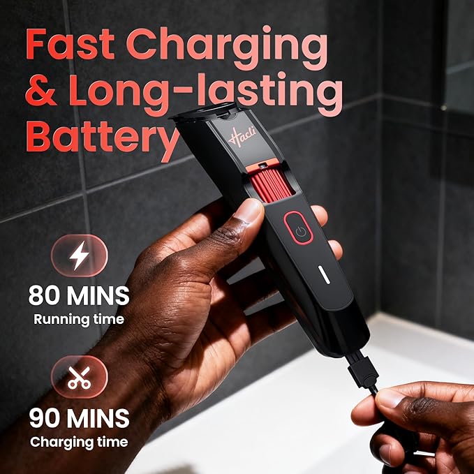 Men's Beard Trimmer with Precision Dial, 20 Adjustable Length Settings for Beard Mustache & Facial Grooming, Cordless Rechargeable, Professional Hair Clipper IPX7 Waterproof Wet/Dry Use, Red