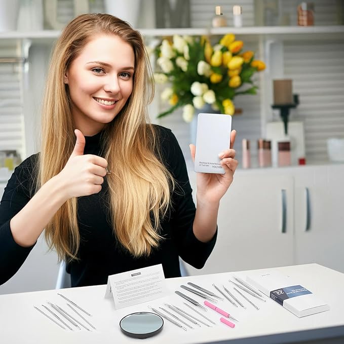 22 Pcs Pimple Popper Tool, Blackhead Remover Acne and Zit Comedone Extractor Kit