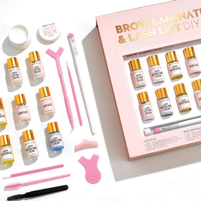 One V Salon Brow Lamination & Lash Lift Kit – 2-in-1 Eyebrow Lamination & Eyelash Lift Set | At-Home DIY Kit for Fuller Brows & Curly Lashes | up to 20 applications with All Tools Included