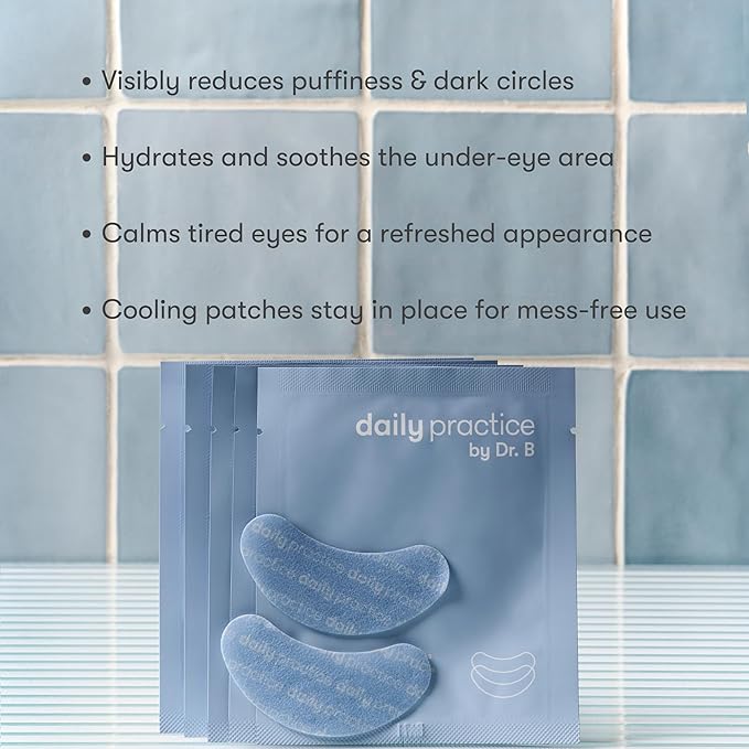 Daily Practice by Dr. B Brighten & Hydrate Under Eye Patches - Cooling Hydrogel Eye Masks for Dark Circles, Puffiness & Tired Eyes - Ophthalmologist-Created, Dermatologist-Tested (1 Pack)