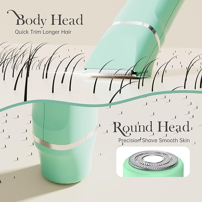 Bikini Trimmer for Women - Pubic Hair Trimmer for Women, Gentle Dual Head Electric Shaver for Private Area and Bikini Line, IPX7 Waterproof, Cordless Rechargeable, Self-Care Gifts for Her