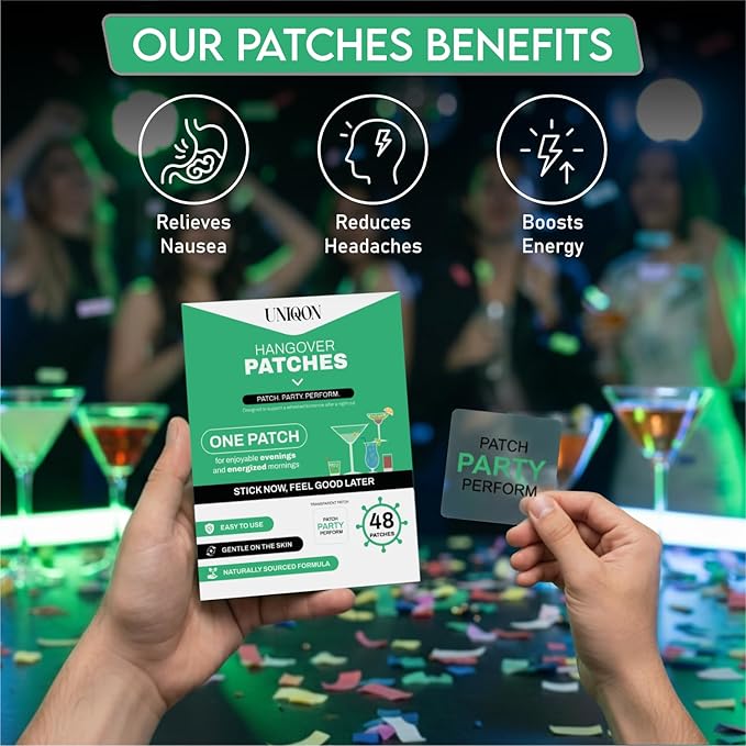 Recovery Patches 48 Pack, 100% Natural Ingredients Party Recovery Patch with Skin-Friendly & Waterproof Design, Strong Adhesive Party Patch for Secure Fit, Enhanced Morning Formula
