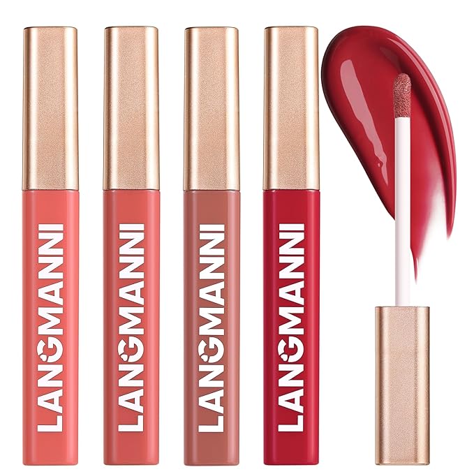 Jolilab 4 Colors Cream Texture Lip Gloss Set - Highly Pigmented,Hydrating, Moisturizing Makeup for Women（#1+2+6+11）