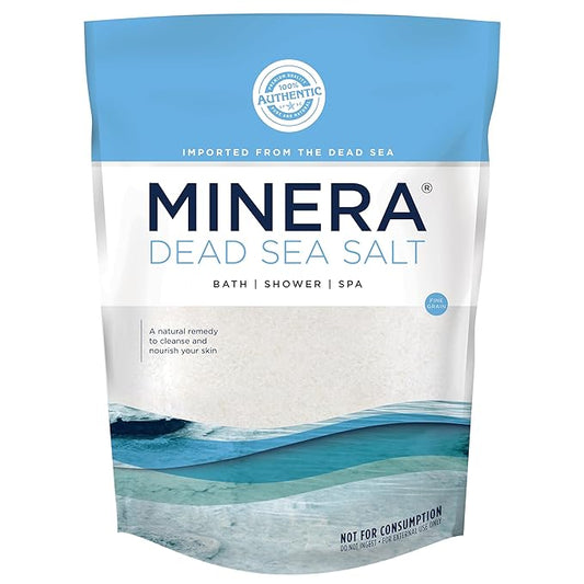 Minera Fine Grain Dead Sea Salt for Bath & Foot Soaks – 5 lbs, Fast-Dissolving, 100% Pure and Natural, Unscented, Skin-Softening Sea Salt