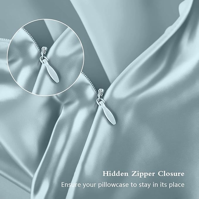 DKBslik Silk Pillowcase 2 Pack,Natural Mulberry Silk Pillow Case,Anti Acne Silk Pillowcase for Hair and Skin, King Size Silk Satin Pillowcase Set of 2 with Hidden Zipper,Gifts for Women Men,Aqua Blue