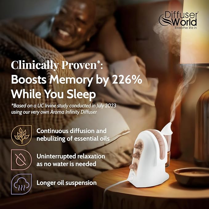 1000 Sq Ft Waterless Diffuser for Essential Oils, Made in USA Bronze Waterless Aroma Atomizer for Home Large Room Fragrance, Home Scent Machine, Air Aromatherapy with Adjustable Timer