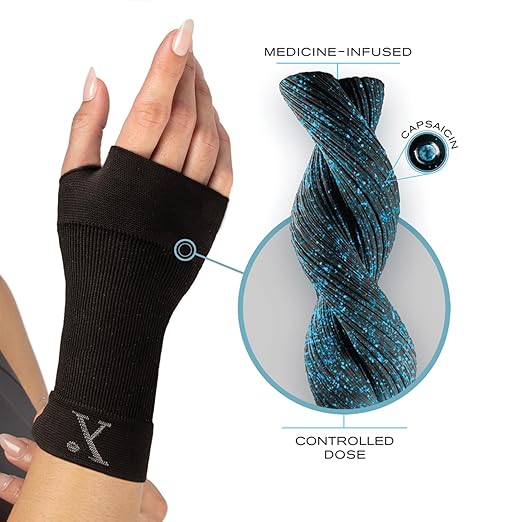 NUFABRX Medicine-Infused Pain Relieving Wrist Compression Sleeve for Men and Women with Hand and Wrist Pain, Arthritis, Tendonitis, and Carpal Tunnel