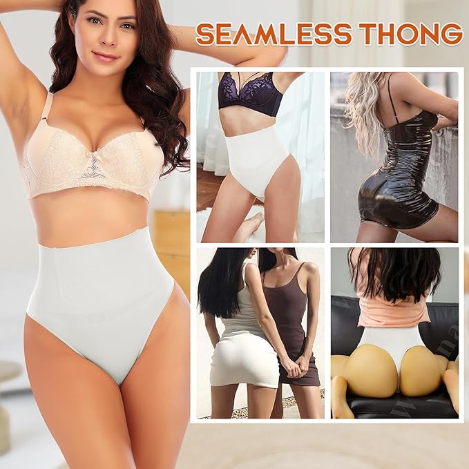 Werena Tummy Control Thong Shapewear for Women High Waist Shaping Underwear Seamless Body Shaper Panties Girdle