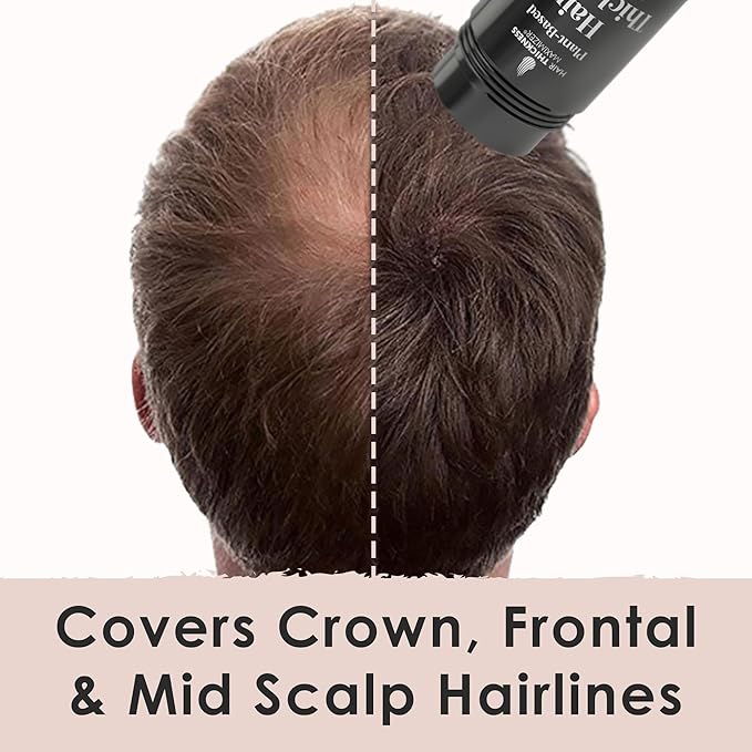 Hair Fibers for Thinning Hair For Women, Men. Plant-Based Formula for Instant Hairline & Bald Spot Coverage. Non-Itchy, Easy to Wash Out (Grey)