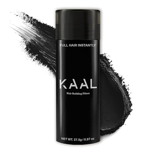 KAAL Hair Fibers - Refillable Hair Powder (27.5g, Black) to Instantly Conceal Thinning Areas for Men and Women