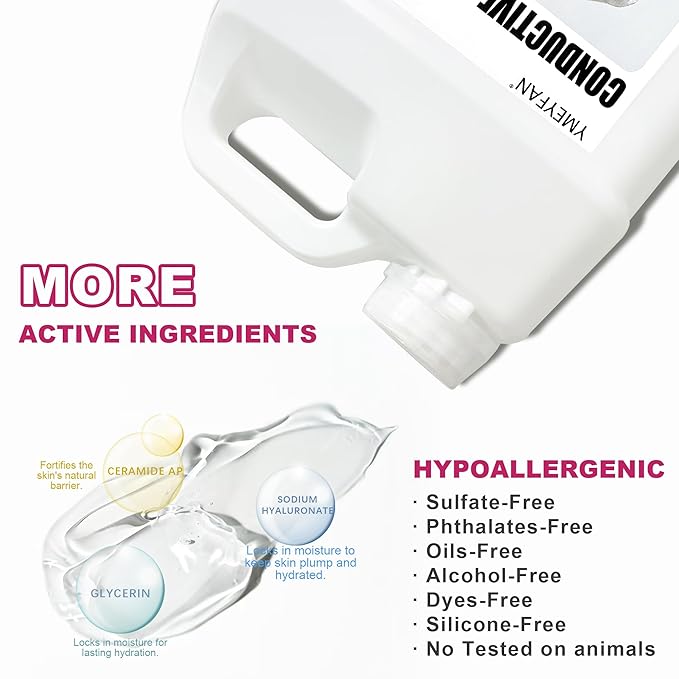 YMEYFAN 2.5L Large Conductive Gel for Microcurrent Facial Device, Radio Frequency Laser Hair Removal Cooling Gel, Sulfate & Phthalate-Free, Sodium Hyaluronate, Ceramide AP for Skin Soothing Hydrating