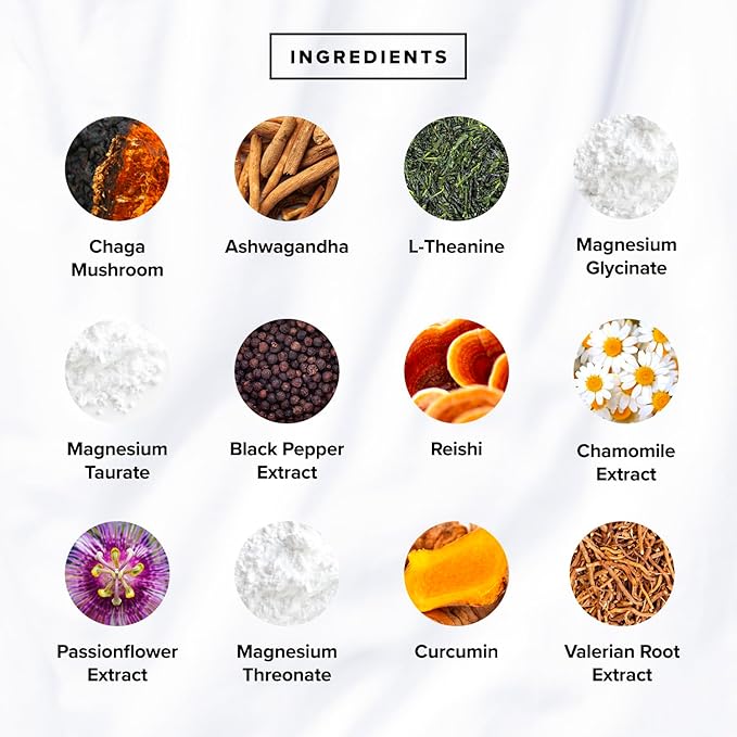 Complement Restore Golden Latte - Calm Magnesium Powder, Deep Sleep Aid Drink - Reishi, Ashwagandha, Valerian & L-Theanine - Nighttime Recovery, Relaxation Adaptogens Mix - No Melatonin (30 Servings)