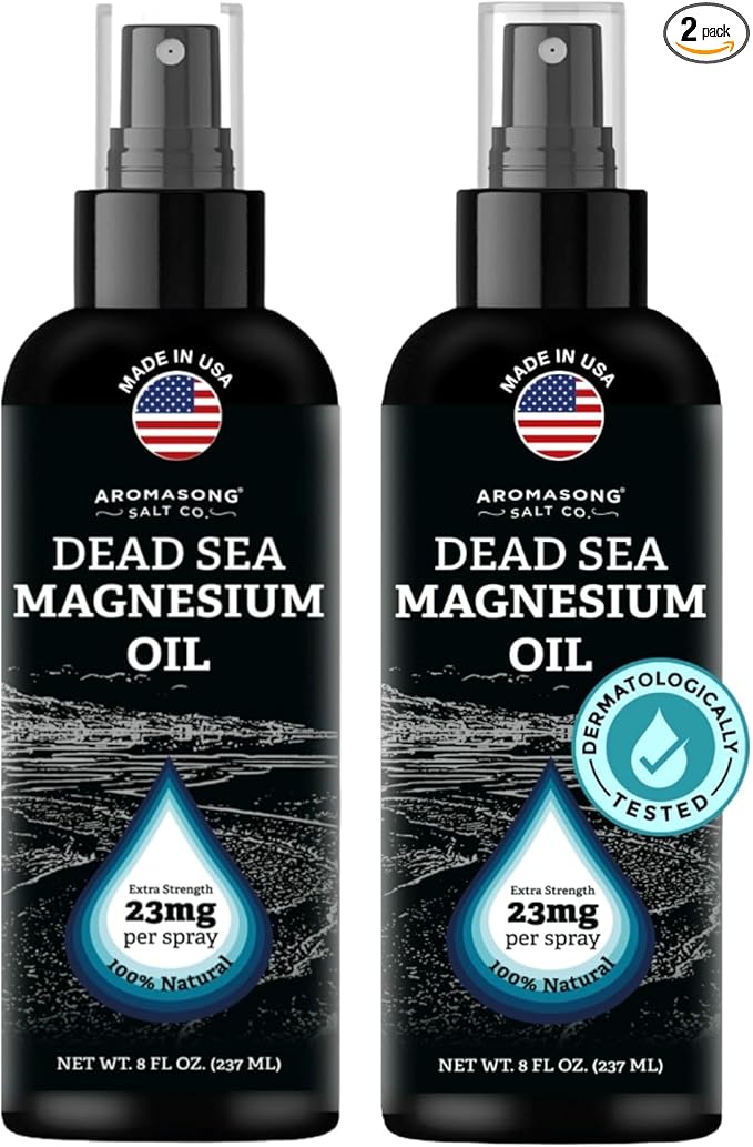 Aromasong Magnesium Oil Spray for Feet & Body – 23mg Magnesium per Spray – Topical Magnesium Spray for Calm Sleep & Leg Discomfort – 2 Pack 8 oz, Made in USA