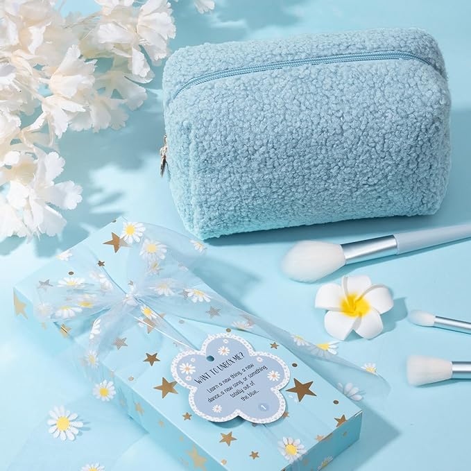 Valentines Day Gifts for Tween & Teen Girls - 8 PCS Birthday Gift Basket Teenage Girl Gifts Trendy Stuff w/ Fun Task Tags Makeup Brushes & Bag, Empower Positive Wrapped Gift Box for Daughter Niece