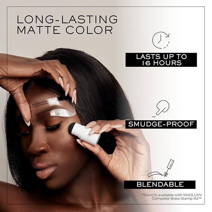 MADLUVV Brow Stamp Refill* - Color Stamp for Brows & Root Touch Up for Women & Men, Instantly Conceal Hair Loss, Grey Hair, Thinning Hair with Stain-Proof/Smudge-Proof Powder Formula (Dark Brown)