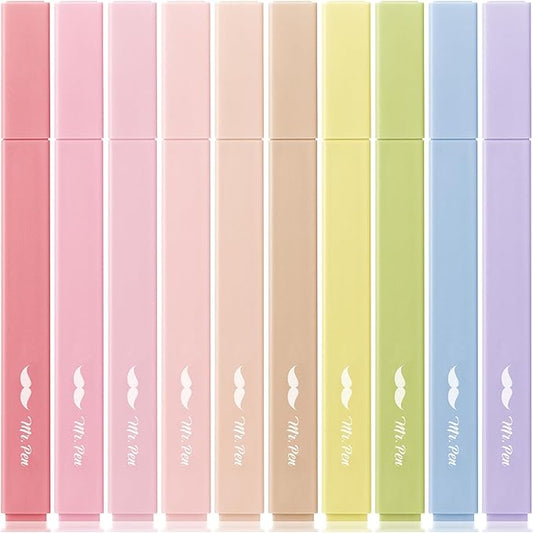 Mr. Pen- Aesthetic Highlighters, 10 pcs, Colorful, Chisel Tip, Cute Highlighters Assorted Colors, Bible Highlighters and Pens No Bleed, No Bleed Highlighters for Bible Pages No Bleed