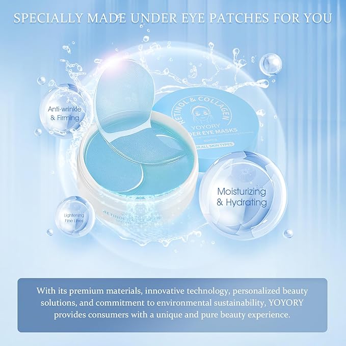Under Eye Patches Masks - for Dark Circles, Puffy Eyes, Fine Lines, Wrinkles, Eye Bags Treatment with Collagen and Hyaluronic Acid,Firming & Cooling, Moisturizing and Hydrating (60 Pcs) Blue