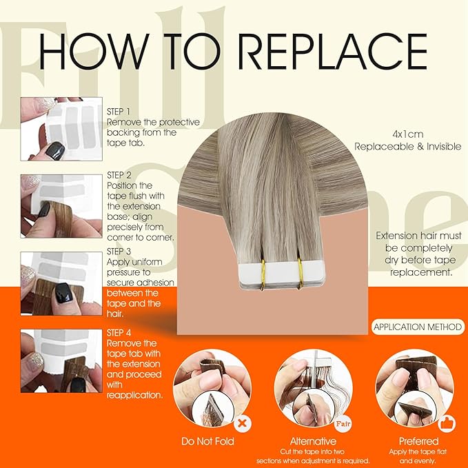 Full Shine Blonde Tape in Hair Extensions 16Inch Tape ins Real Human Hair Extensions Highlight Color 18 Ash Blonde Mix With 613 Seamless Real Human Hair Double Side Tapes Extensions 50G Tape ins 20Pcs