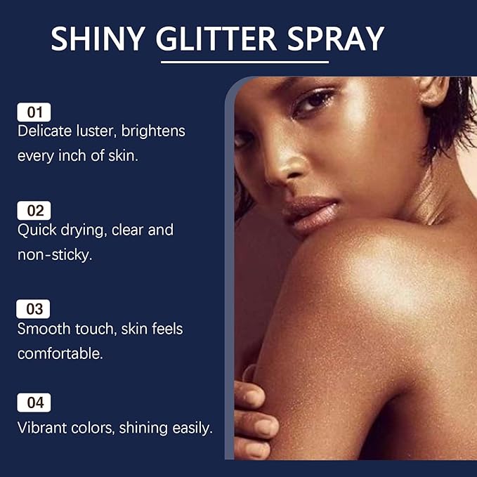 4-in-1 Shimmer Spray for Body, Hair, Makeup & Outfits - Travel-Size Glitter Spray for Instant Natural Glow, Lightweight & Quick-Dry for Parties, Photos, Festivals