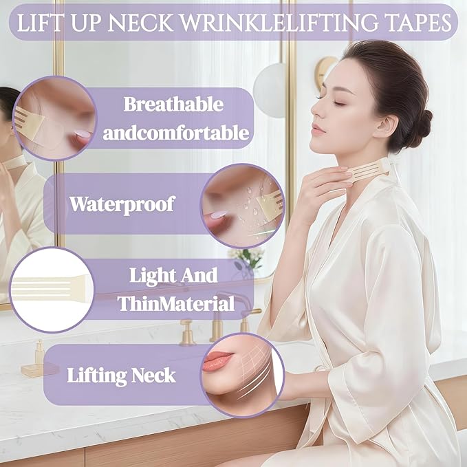 FHH Neck Lift Tape，20PCS Instant Neck and Face Lift for Women, Lifting Saggy Skin, Suitable for All Skin Types(4pcs Bands, 20pcs Patches)