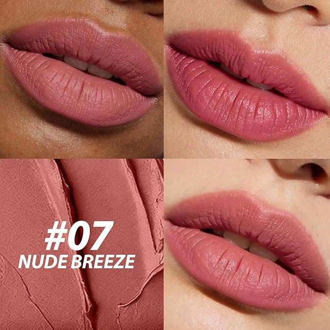 Jolilab 3Pcs Velvet Matte Lipstick Nude Matte Soft Dark Color Stick High Pigmented Long-Lasting Waterproof Lip Stick Lip Balm Beauty Cosmetics Gift for Women(Curated #2+5+7)