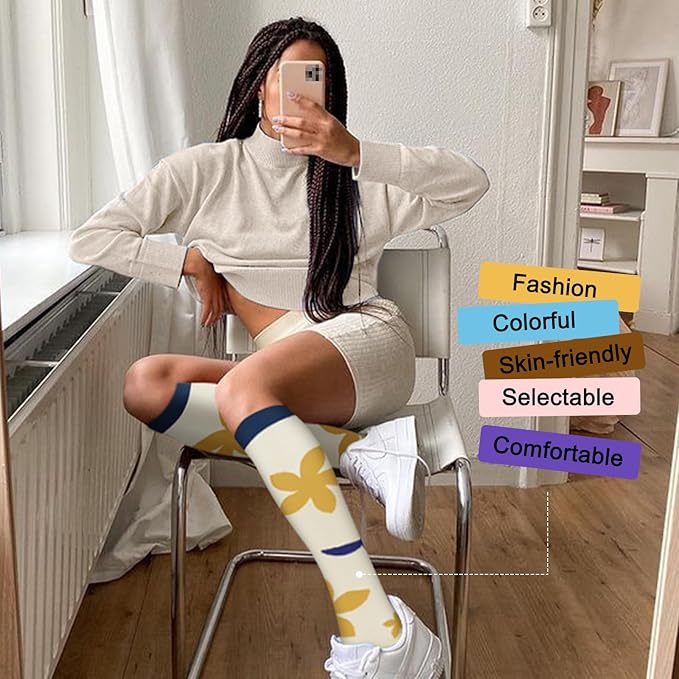 Iseasoo 4 Pairs Compression Socks for Women Circulation-Best Support for Nurses,Running,Athletic,Travel