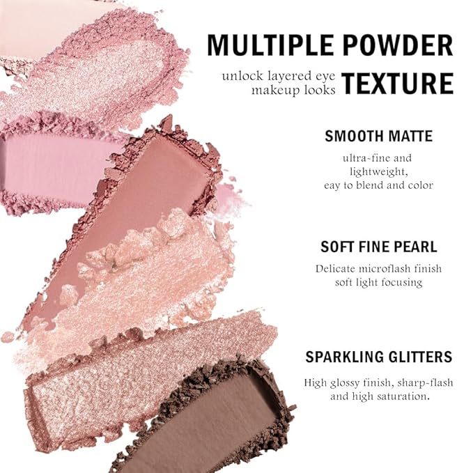 SUAKE Nude Pink Eyeshadow Palette, Matte & Shimmer, High Pigmented 12 Colors Brown Purple Eye Shadow Primers for Eye Makeup, Korean Powder Palet de sombras de ojos (02# Sweet Rose)