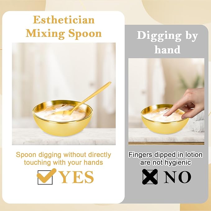 9 Pcs Gold Facial Supplies Large Gold Skincare Tray 4 Stainless Steel Facial Mask Mixing Bowls 4 Esthetician Mixing Spoons Spa Tray Esthetician Bowls for Mask Body Care Bathroom