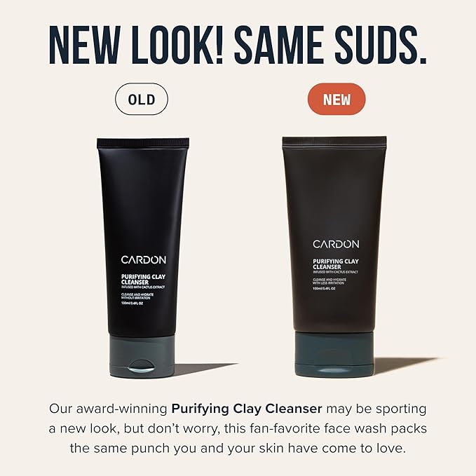 Cardon Men's Deep Pore Cleaning Clay Face Wash, 4x Better Than Charcoal, Oily, Acne-Prone Skin | Korean Premium Skin Care | Remove Face Oil & Dirt, (3 CT)