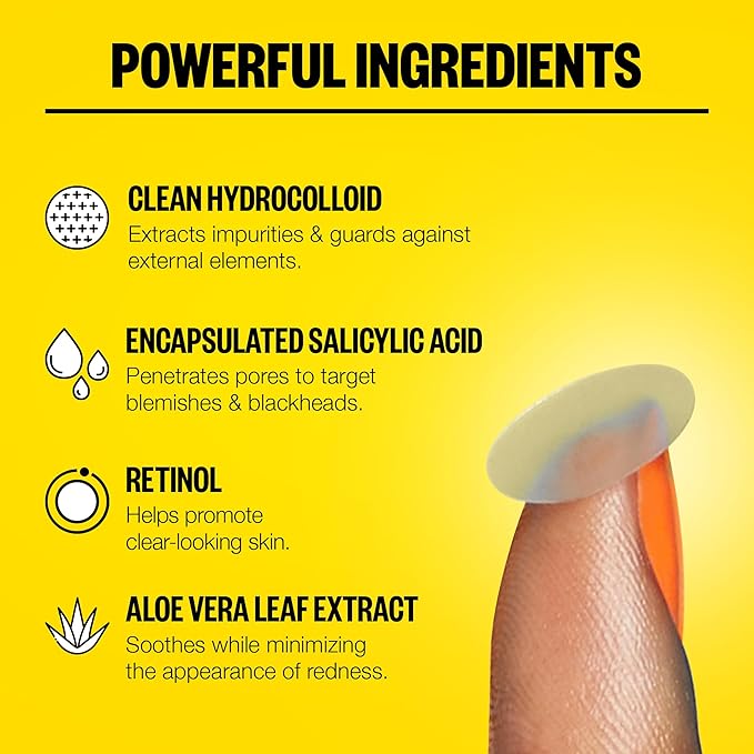 PEACE OUT Acne Day Dot Sheer Hydrocolloid Pimple Patches, Invisible Acne Spot Patches with Encapsulated Salicylic Acid, Retinol, and Aloe Vera, 40 Dots