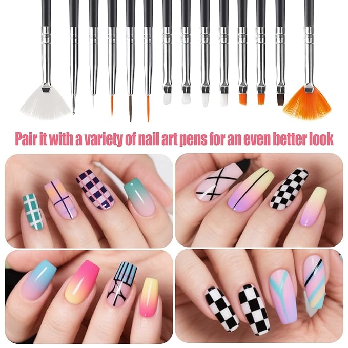 Artdone Nail Dotting Tools 32PCS Double-ended Nail Art Brushes Kit Nail Art Gel Polish Liner Brushes Design Pen For Nail Drawing And Nail Paint Brushes Small Detail Brushes