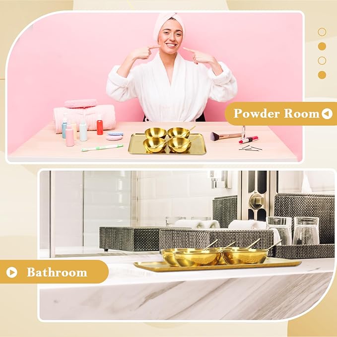 9 Pcs Gold Facial Supplies Large Gold Skincare Tray 4 Stainless Steel Facial Mask Mixing Bowls 4 Esthetician Mixing Spoons Spa Tray Esthetician Bowls for Mask Body Care Bathroom