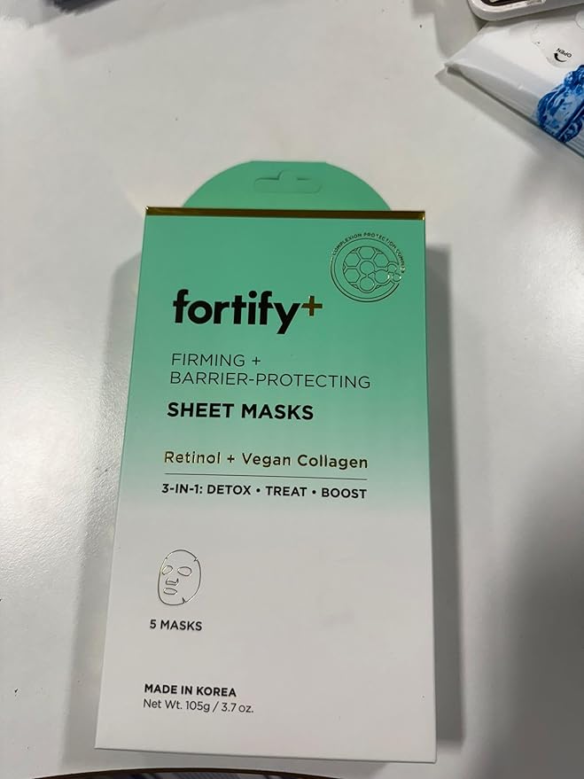 Face Mask with Retinol and Collagen - Dermatologist Tested, Anti Aging - Firming & Barrier Protecting - 3-in-1: Detox - Treat- Boost - Clean Beauty, Korean Skin Care, 10 Sheet Masks