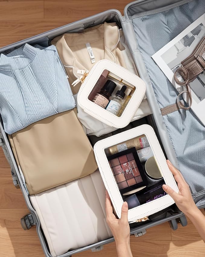 Travel Clear Makeup Bag Set, TSA Approved Cosmetic Bag Case with Zipper Portable Makeup Pouch Toiletry Bag Traveling Cosmetic Organizer Storage Bag Car Organizer Car Essentials