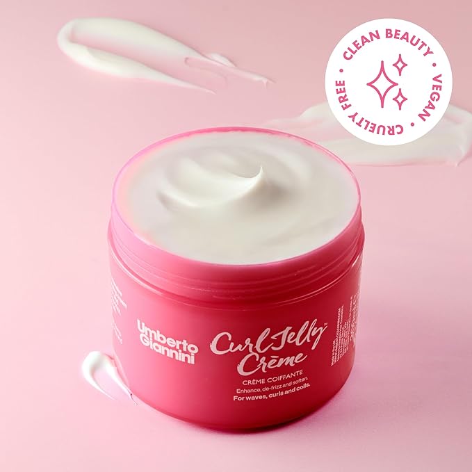 Umberto Giannini Curl Jelly Styling Crème Cream 10.14fl oz - for Curls, Waves & Coils - Designed to de-frizz and deeply hydrate