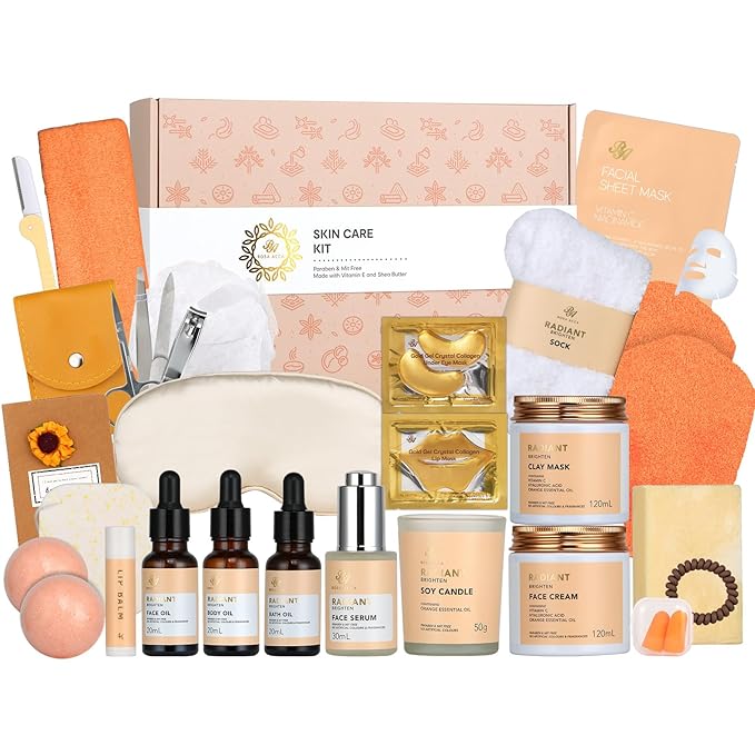 30 pcs Valentines Day Gifts for Women & Men, Hydrating Skin Care Set, Facial Kit at Home, Self Care Pamper Set, Birthday Gift, Spa Gift Baskets, Serum, Face Cream, Bath Bomb, Mothers Day, Christmas