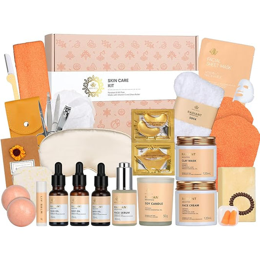 30 pcs Valentines Day Gifts for Women & Men, Hydrating Skin Care Set, Facial Kit at Home, Self Care Pamper Set, Birthday Gift, Spa Gift Baskets, Serum, Face Cream, Bath Bomb, Mothers Day, Christmas