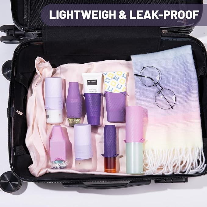 Bottle Covers for Travel, Leak Proofing, Travel Size Container Silicone toiletry sleeves, Leak Locks Travel Accessories for Shampoo Wash Body Bottles and other beauty and personal care(8pcs)