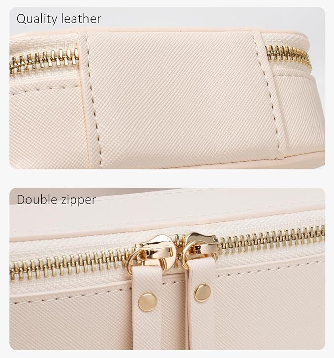 LETGO Clear Makeup Bags Set - TSA Approved Toiletry Bag with Handle Large Opening, Clear Toiletry Bags Case Pouch for Traveling Travel Car Orangizer Storage Essentials(Mini+Large Beige)