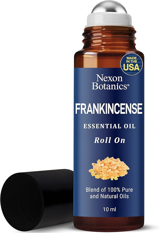 Frankincense Essential Oil Roll-On Blend 10 ml - Pure, Natural Oil with Grapeseed for Aromatherapy & Skin Care - Nexon Botanics
